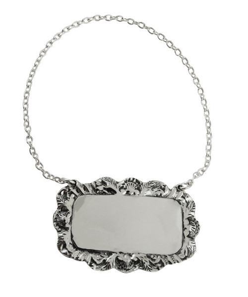 Rectangle Liquor Decanter Hanging Tag - 925 Sterling Silver Rectangle Liquor Decanter Hanging Tag - 925 Sterling Silver
