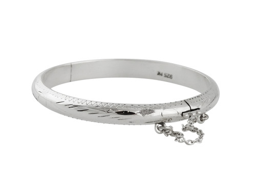 Sterling Silver Etched Bangle Bracelet for Baby or Toddler