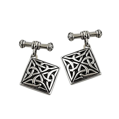 Square Celtic Trinity Knot Cuff Links - 925 Sterling Silver One Pair