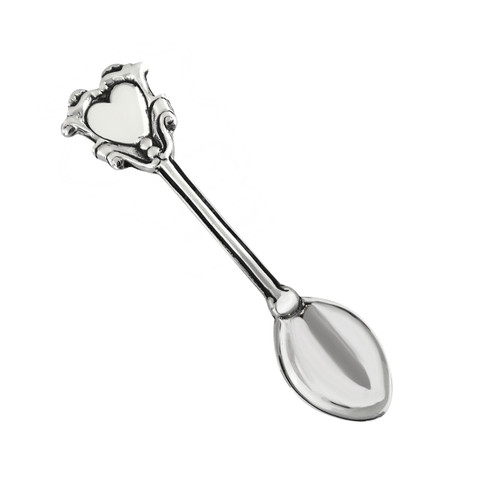 Salt Spoon - 925 Sterling Silver - Heart Design Top