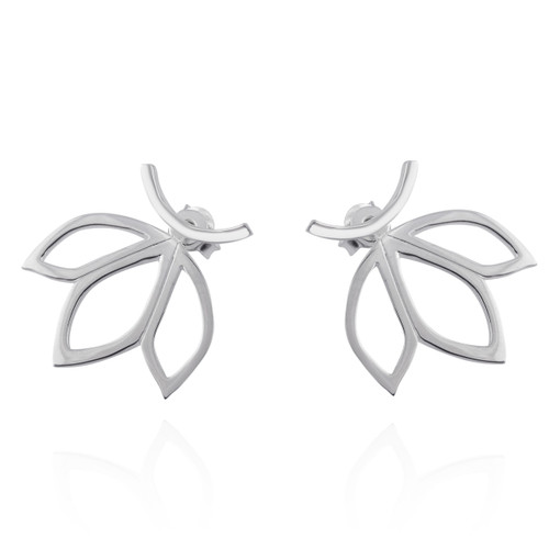Lotus Petal Jacket Earrings - 925 Sterling Silver