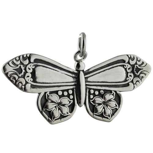 Ornate Spoon Butterfly Sterling Silver Pendant