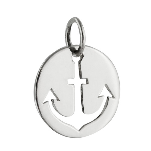 Anchor Charm - 925 Sterling Silver - Tiny Cutout Disk