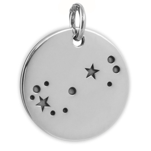 Scorpio Charm - 925 Sterling Silver - Stars Round Zodiac Constellation