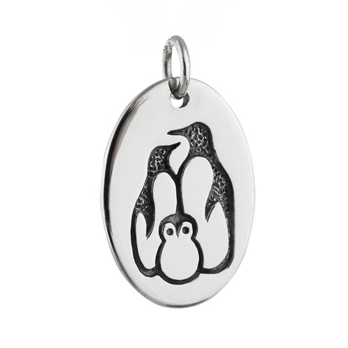 Penguin Family Charm - 925 Sterling Silver Family of 3 Mom Dad Baby Gift