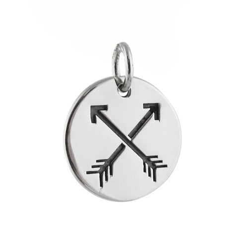 Crossed Arrows Charm - 925 Sterling Silver Arrow Pendant Friendship Archery