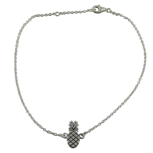 Pineapple Anklet - 925 Sterling Silver - Adjustable 9" to 10" Pineapple Anklet - 925 Sterling Silver - Adjustable 9" to 10"
