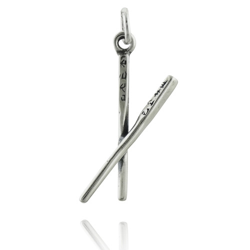 Chopsticks Charm - 925 Sterling Silver Sushi Lover Food Eating Utensil Pendant