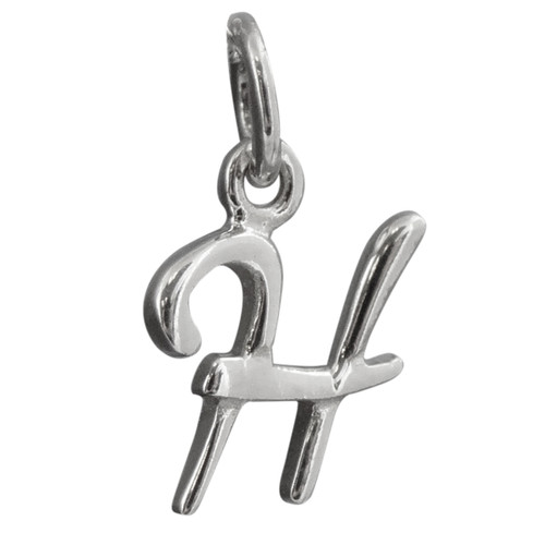 Tiny Initial Letter H Charm - 925 Sterling Silver - Name H Pendant
