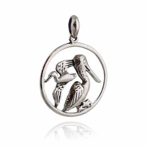 Pelican Pendant - 925 Sterling Silver - Surf Beach Birds Pelicans