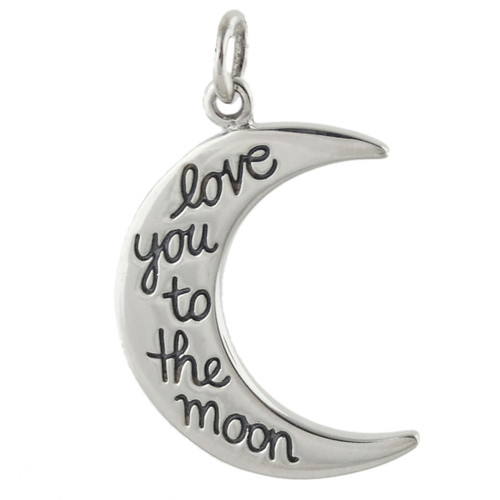Love You To The Moon Pendant - 925 Sterling Silver - Crescent