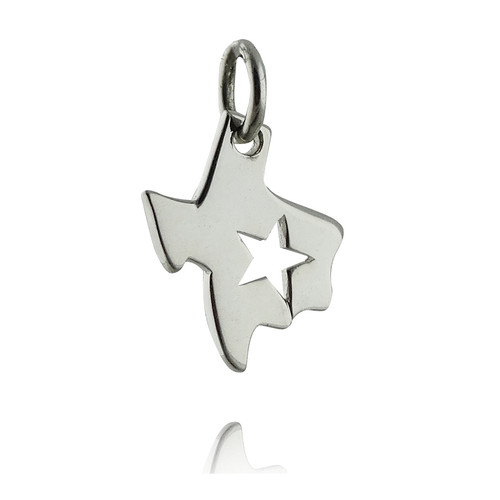 Texas State Charm with Star Cutout - 925 Sterling Silver