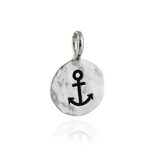 Anchor Pendant - 925 Sterling Silver - Hammered Finish