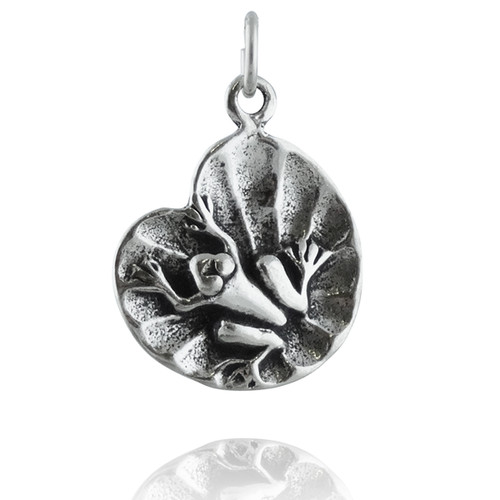 Frog on Lily Pad Charm - 925 Sterling Silver Frog on Lily Pad Charm - 925 Sterling Silver