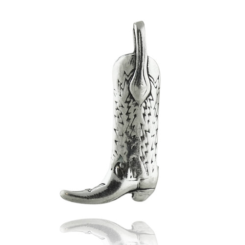 Sterling Silver 3D Cowboy Boot Charm Sterling Silver 3D Cowboy Boot Charm