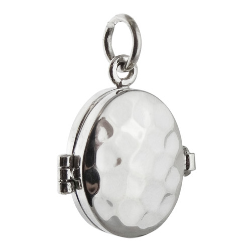 Tiny Oval Hammered Locket - 925 Sterling Silver