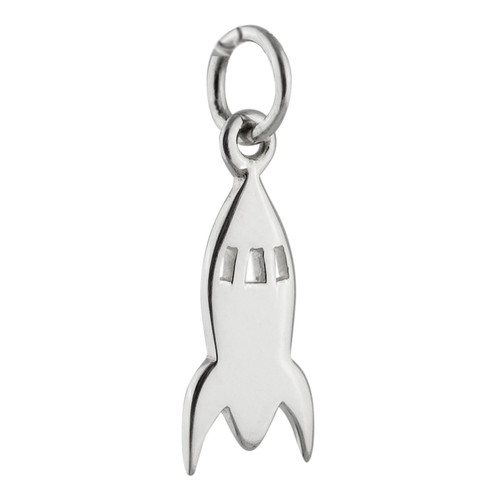 Tiny Rocket Space Shuttle Charm - 925 Sterling Silver