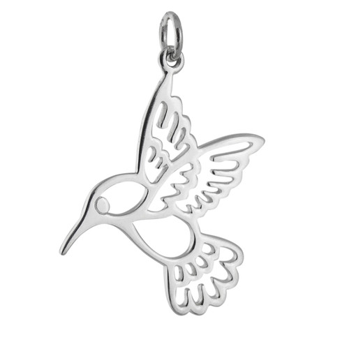 Hummingbird Outline Pendant - 925 Sterling Silver