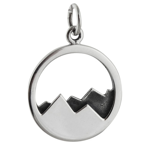 Mountain Peaks Cutout Round Charm - 925 Sterling Silver | REO Company