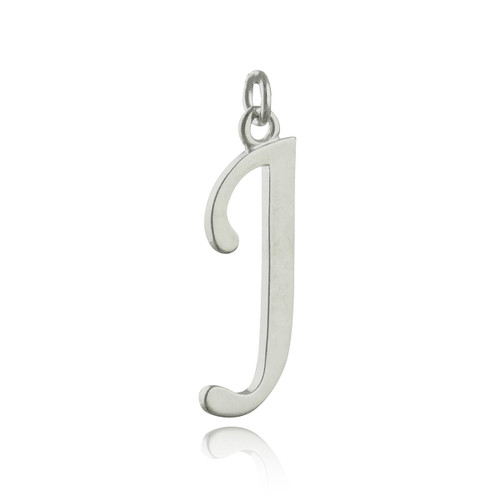 Script Letter J Charm - 925 Sterling Silver