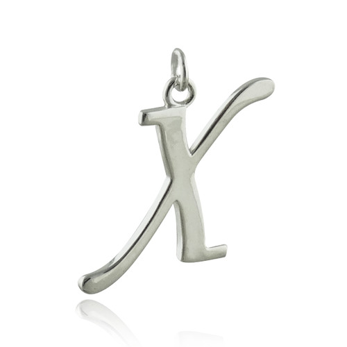 Script Letter X Charm - 925 Sterling Silver