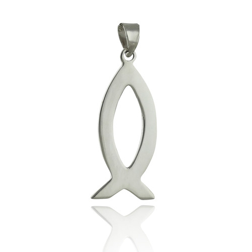 Polished Christian Fish Ichthus Pendant, Sterling Silver