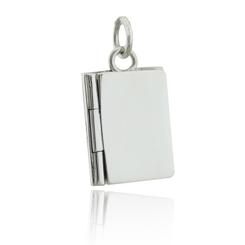 Sterling Silver Book Locket Photo Picture Pendant