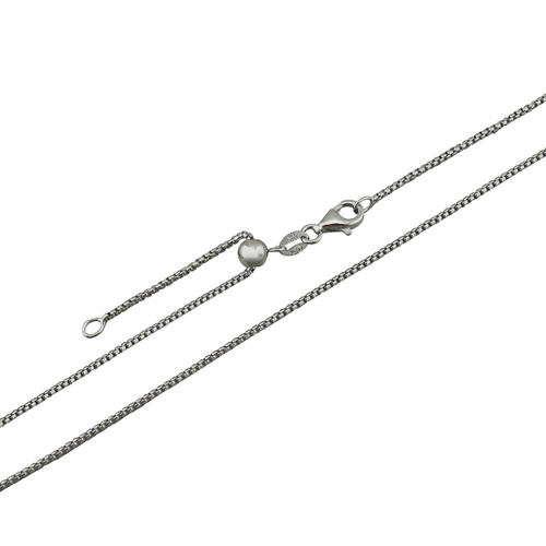 1.25mm Adjustable Half Round Box Chain - Rhodium Plated 925 Sterling Silver - Adjusts up to 24" 1.25mm Adjustable Half Round Box Chain - Rhodium Plated 925 Sterling Silver - Adjusts up to 24"