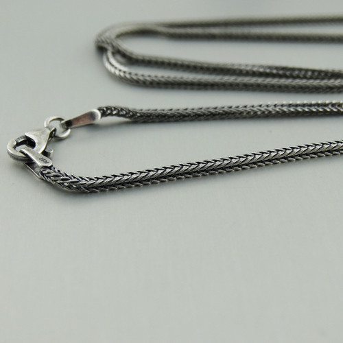 1.5mm Oxidized Square Foxtail Chain - 925 Sterling Silver