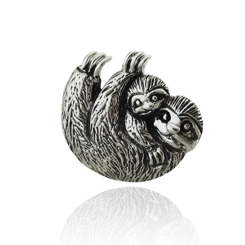 Mother and Baby Sloth Slider Pendant, Sterling Silver