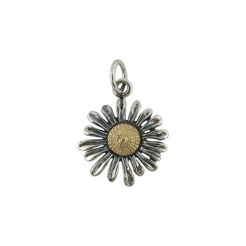 Daisy Charm, Sterling Silver and Bronze, 3D Daisy Charm, Sterling Silver and Bronze, 3D