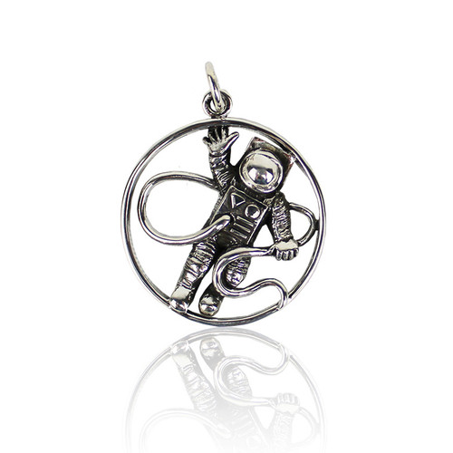 Sterling Silver Detailed Astronaut Pendant