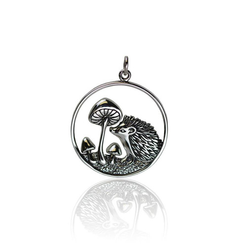 Sterling Silver Hedgehog and Mushroom Charm