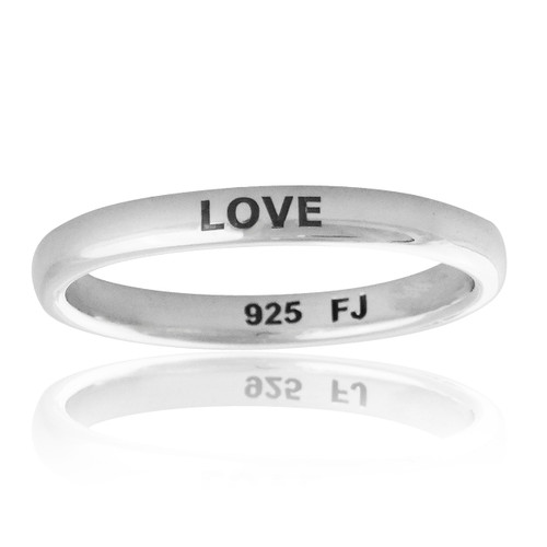 Engraved LOVE Narrow Band Ring - 925 Sterling Silver Engraved LOVE Narrow Band Ring - 925 Sterling Silver