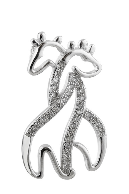 Hugging Giraffe Pendant - 925 Sterling Silver