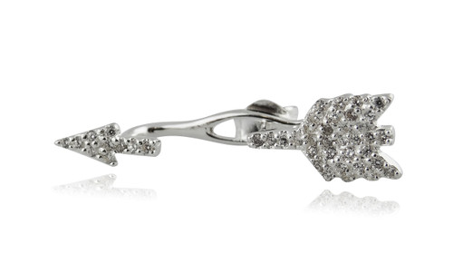 CZ Arrow Single Earring - 925 Sterling Silver