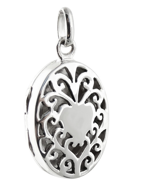 Silver Heart Filigree Jali Locket Pendant