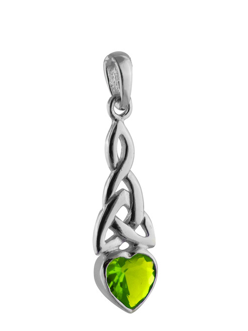 Celtic Knot CZ Heart Necklace - 925 Sterling Silver - Peridot August Celtic Knot CZ Heart Necklace - 925 Sterling Silver - Peridot August