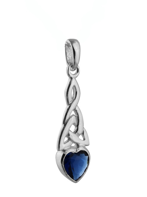 Celtic Knot CZ Heart Necklace - 925 Sterling Silver - Sapphire CZ September Celtic Knot CZ Heart Necklace - 925 Sterling Silver - Sapphire CZ September