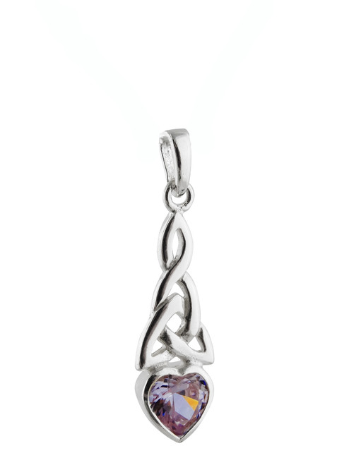Trinity Heart Pendant - 925 Sterling Silver - Alexandrite CZ June