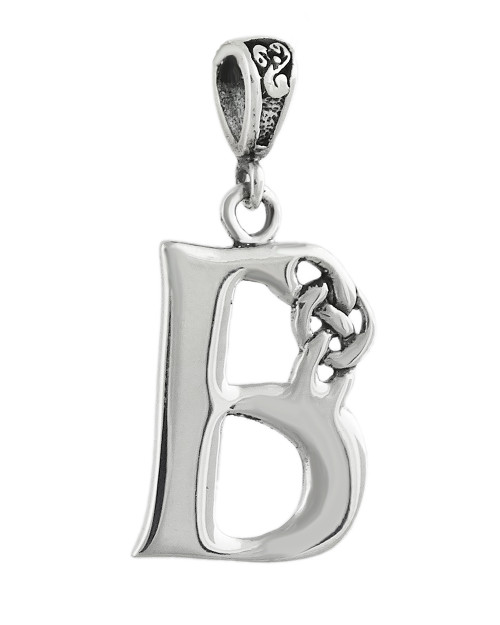 Celtic Initial Letter B Pendant - 925 Sterling Silver