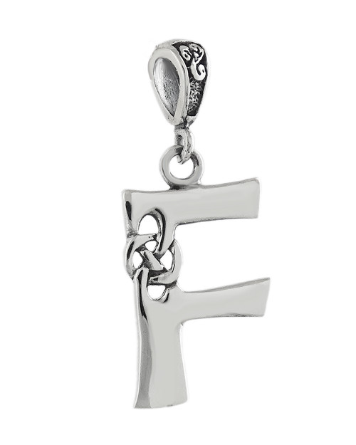 Celtic Initial Letter F Pendant - 925 Sterling Silver