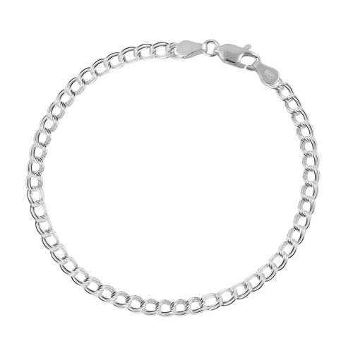 Double Link Charm Bracelet 4.2mm - 925 Sterling Silver Double Link Charm Bracelet 4.2mm - 925 Sterling Silver