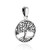 Tree of Life Pendant - 925 Sterling Silver - Small Round