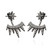 Black Star and Spikes Ear Jacket Earrings - 925 Sterling Silver Posts with CZ