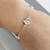 Hammered Texture Lily Pad Bracelet - 925 Sterling Silver - CZ Cable Chain
