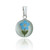 Forget Me Not With Stem Circle Pendant - White, Stainless Steel