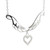 Sterling Silver Angel Wings with Dangling Heart Pendant Necklace, Cubic Zirconia, 17 Chain