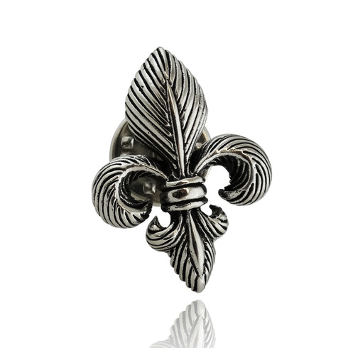 Broche Ancienne En Argent Sterling Fleur De Lys Française - Très Bon état - Environ 4.8 X 2.6 Cm