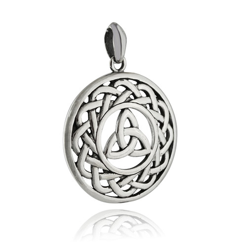 Celtic Trinity Knot Pendant - 925 Sterling Silver - Round Triquetra